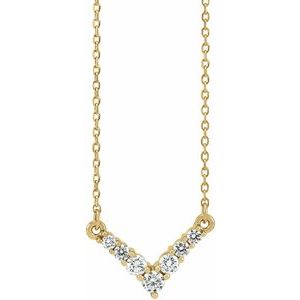 14K Yellow 1/3 CTW Natural Diamond V 16-18" Necklace - BN & CO JEWELRY