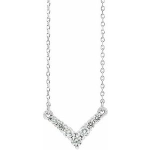 14K White 1/3 CTW Natural Diamond V 16-18" Necklace - BN & CO JEWELRY