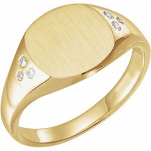 14K Yellow .05 CTW Natural Diamond Square Signet Ring - BN & CO JEWELRY