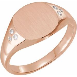 14K Rose .05 CTW Natural Diamond Square Signet Ring - BN & CO JEWELRY
