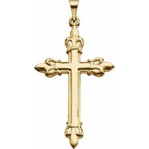 14K Yellow 35x23 mm Fleur-de-Lis Cross Pendant - BN & CO JEWELRY