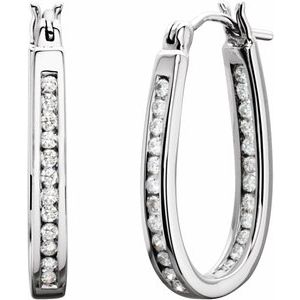 14K White 22.5 mm 1/2 CTW Natural Diamond Inside-Outside Hoop Earrings - BN & CO JEWELRY