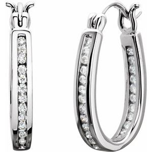 14K White 13.7 mm 1/3 CTW Natural Diamond Inside-Outside Hoop Earrings - BN & CO JEWELRY