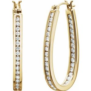 14K Yellow 30 mm 1 CTW Natural Diamond Inside-Outside Hoop Earrings - BN & CO JEWELRY