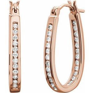 14K Rose 22.5 mm 1/2 CTW Natural Diamond Inside-Outside Hoop Earrings - BN & CO JEWELRY