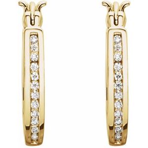 14K Yellow 13.7 mm 1/3 CTW Natural Diamond Inside-Outside Hoop Earrings - BN & CO JEWELRY