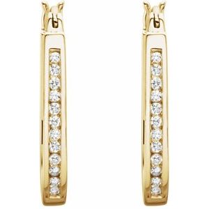 14K Yellow 22.5 mm 1/2 CTW Natural Diamond Inside-Outside Hoop Earring - BN & CO JEWELRY