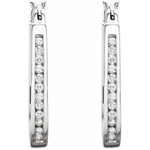 14K White 22.5 mm 1/2 CTW Natural Diamond Inside-Outside Hoop Earrings - BN & CO JEWELRY