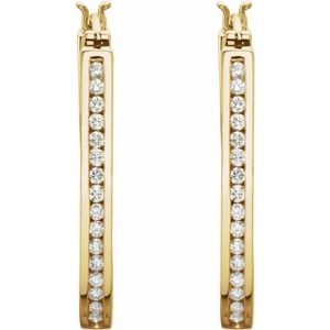 14K Yellow 30 mm 1 CTW Natural Diamond Inside-Outside Hoop Earrings - BN & CO JEWELRY