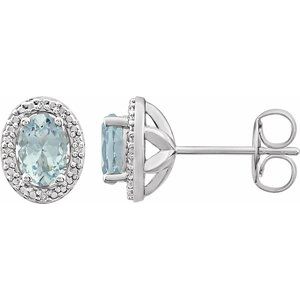 Sterling Silver Natural Aquamarine & .025 CTW Natural Diamond Earrings - BN & CO JEWELRY