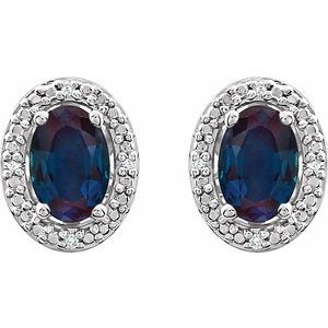 Sterling Silver Lab-Grown Alexandrite & .025 CTW Natural Diamond Earrings - BN & CO JEWELRY