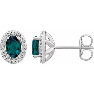 Sterling Silver Lab-Grown Alexandrite & .025 CTW Natural Diamond Earrings - BN & CO JEWELRY