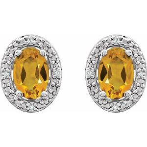 Sterling Silver Natural Citrine & .025 CTW Natural Diamond Earrings - BN & CO JEWELRY