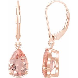 14K Rose Natural Morganite Lever Back Earrings - BN & CO JEWELRY