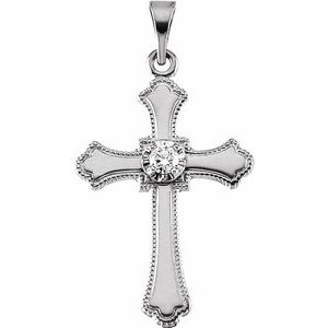 14K White .06 CT Natural Diamond Cross Pendant - BN & CO JEWELRY