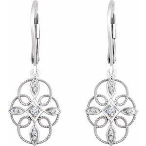 14K White 1/10 CTW Natural Diamond Filigree Earrings - BN & CO JEWELRY