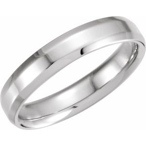 10K White 4 mm Beveled-Edge Band Size 4 - BN & CO JEWELRY