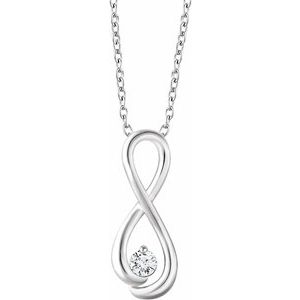 14K White 1/6 CTW Natural Diamond Infinity-Inspired 16-18" Necklace - BN & CO JEWELRY