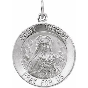 Sterling Silver 15 mm Round St. Theresa 18" Necklace - BN & CO JEWELRY