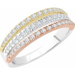 14K Tri-Color 1/2 CTW Diamond Stacked Ring - BN & CO JEWELRY