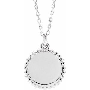 Sterling Silver Engravable Beaded Disc 16-18" Necklace - BN & CO JEWELRY