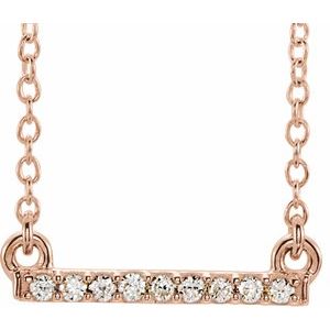 14K Rose .07 CTW Petite Natural Diamond Bar 16-18" Necklace - BN & CO JEWELRY
