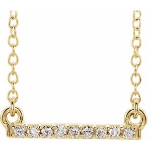 14K Yellow .07 CTW Petite Natural Diamond Bar 16-18" Necklace - BN & CO JEWELRY