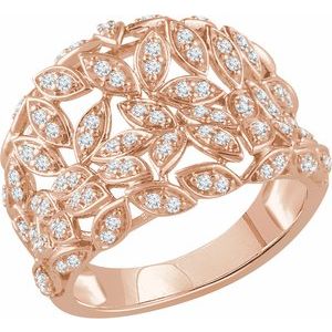 14K Rose 1/2 CTW Natural Diamond Leaf Ring - BN & CO JEWELRY