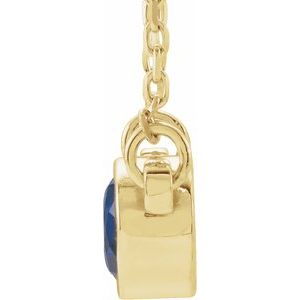 14K Yellow 4 mm Round Lab-Grown Blue Sapphire Solitaire 16" Necklace - BN & CO JEWELRY