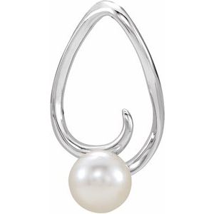 14K White Cultured White Freshwater Pearl Freeform Pendant - BN & CO JEWELRY