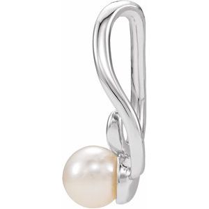 14K White Cultured White Freshwater Pearl Freeform Pendant - BN & CO JEWELRY