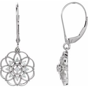 14K White 1/5 CTW Natural Diamond Granulated Filigree Earrings - BN & CO JEWELRY
