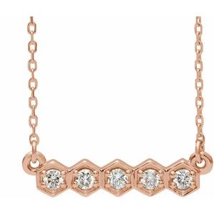 14K Rose 1/5 CTW Natural Diamond Bar 16-18" Necklace - BN & CO JEWELRY