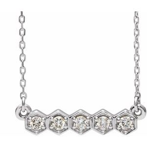 14K White 1/5 CTW Natural Diamond Bar 16-18" Necklace - BN & CO JEWELRY