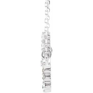 14K White 1/4 CTW Natural Diamond Sideways Cross 16-18" Necklace - BN & CO JEWELRY