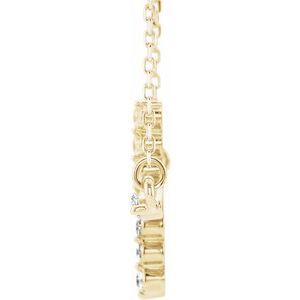 14K Yellow 1/4 CTW Natural Diamond Sideways Cross 16-18" Necklace - BN & CO JEWELRY