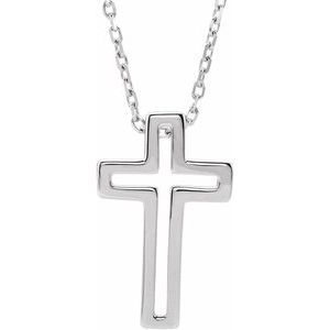 14K White Open Cross 16-18" Necklace - BN & CO JEWELRY