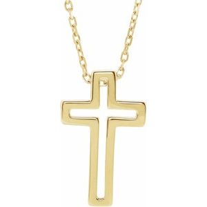14K Yellow Open Cross 16-18" Necklace - BN & CO JEWELRY