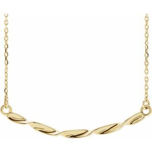 14K Yellow Twisted Ribbon Bar 16-18" Necklace - BN & CO JEWELRY