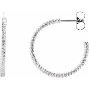 Sterling Silver 21 mm Rope Hoop Earrings - BN & CO JEWELRY