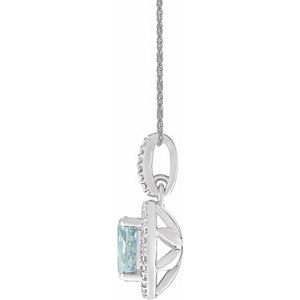 Sterling Silver Natural Aquamarine & .01 CTW Natural Diamond 18" Necklace - BN & CO JEWELRY
