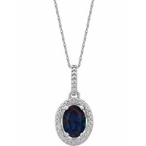 Sterling Silver Lab-Grown Alexandrite & .01 CTW Natural Diamond 18" Necklace - BN & CO JEWELRY