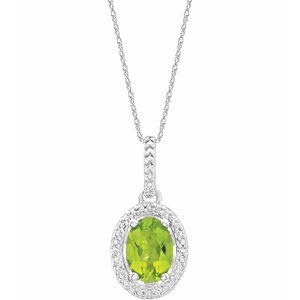 Sterling Silver Natural Peridot & .01 CTW Natural Diamond 18" Necklace - BN & CO JEWELRY