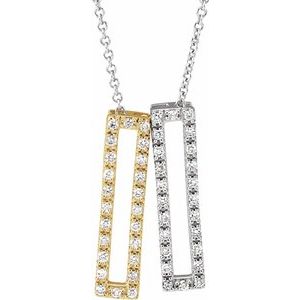 14K White/Yellow 1/3 CTW Natural Diamond Rectangle 16-18" Necklace - BN & CO JEWELRY