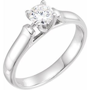 14K White 5 mm Round Forever Oneâ„¢ Lab-Grown Moissanite Solitaire Engagement Ring - BN & CO JEWELRY