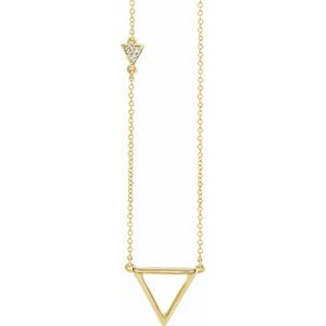 14K Yellow .05 CTW Natural Diamond Triangle 16-18" Necklace - BN & CO JEWELRY