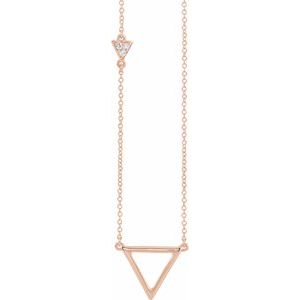14K Rose .05 CTW Natural Diamond Triangle 16-18" Necklace - BN & CO JEWELRY