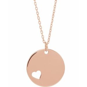 18K Rose Gold-Plated Sterling Silver Pierced Heart Disc 16-18" Necklace - BN & CO JEWELRY