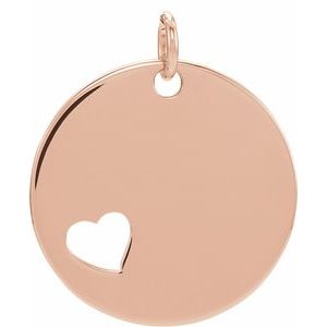 14K Rose Engravable Pierced Heart Disc Pendant - BN & CO JEWELRY