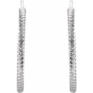 14K White 21 mm Rope Hoop Earrings - BN & CO JEWELRY